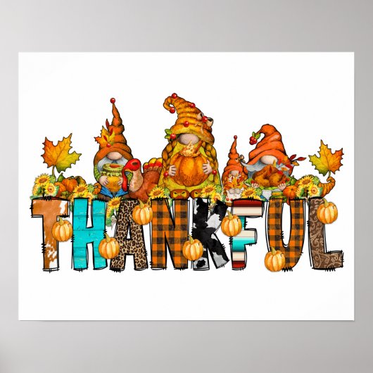 Dankbare Kabouters Herfst Thanksgiving Herfst Pomp Poster (Voorkant)