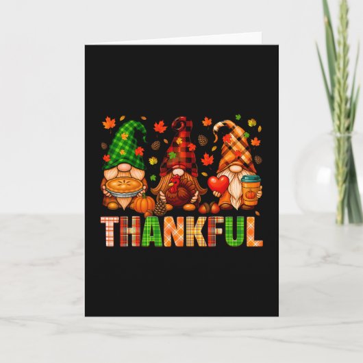 Dankbare Kabouters Kalkoen Geruite Herfst Thanksgi Kaart (Voorkant)