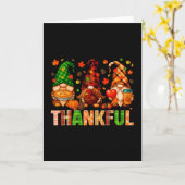 Dankbare Kabouters Kalkoen Geruite Herfst Thanksgi Kaart (Gele Bloem)