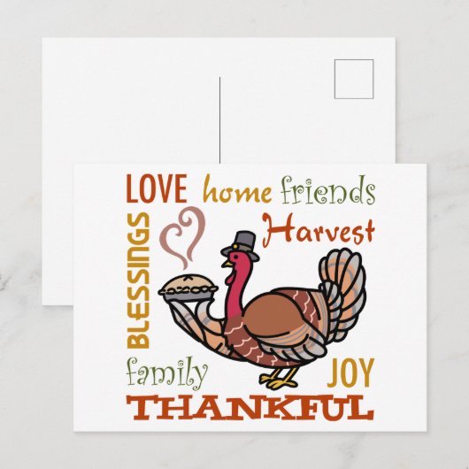 Dankbare kalkoen briefkaart (Voorkant / Achterkant)