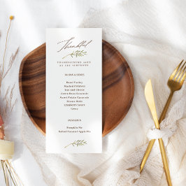 Dankbare kalligrafie & bladeren Thanksgiving Menu