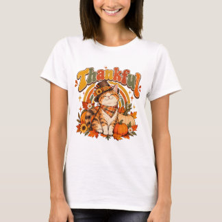 Dankbare Kat Thanksgiving T-Shirt | Retro Vintage 