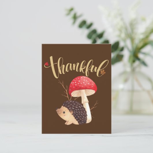 Dankbare Kawaii Egel Herfst Danken Kaart (Staand voorkant)