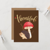 Dankbare Kawaii Egel Herfst Danken Kaart (Voorkant / Achterkant in situ)