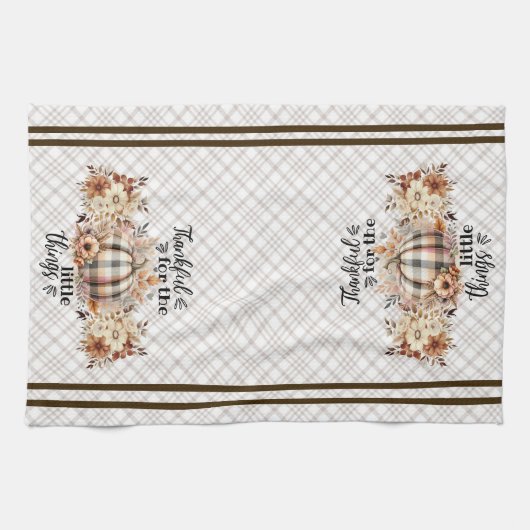 Dankbare kleine dingen Thanksgiving keukenhanddoek (Horizontaal)