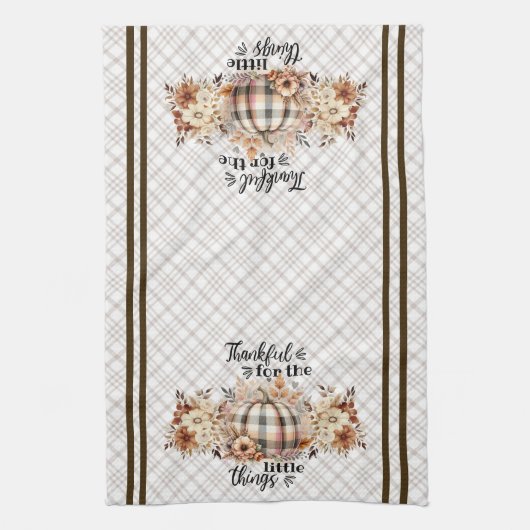 Dankbare kleine dingen Thanksgiving keukenhanddoek (Verticaal)