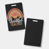 Dankbare Leraar Gezegende Thanksgiving School Badge (Voor- en achterkant)