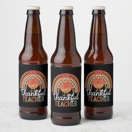 Dankbare Leraar Gezegende Thanksgiving School Bier Etiket (Flessen)