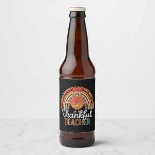 Dankbare Leraar Gezegende Thanksgiving School Bier Etiket