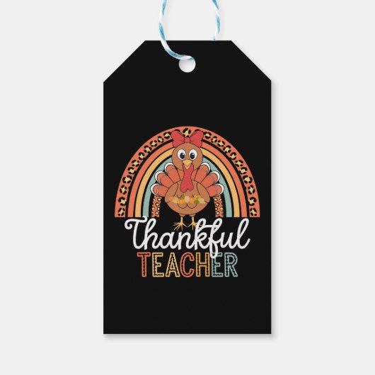 Dankbare Leraar Gezegende Thanksgiving School Cadeaulabel (Achterkant)