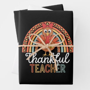 Dankbare Leraar Gezegende Thanksgiving School Inpakpapier Vel