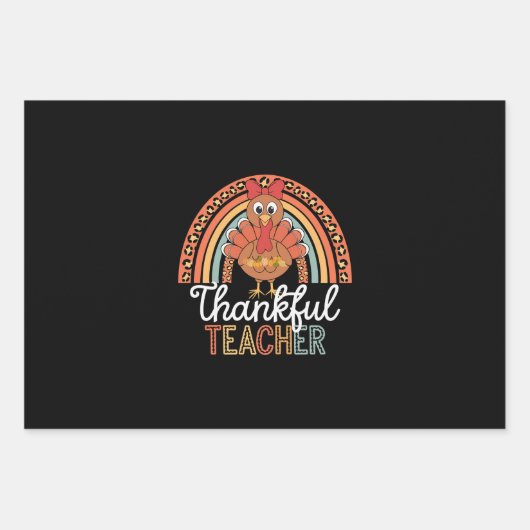 Dankbare Leraar Gezegende Thanksgiving School Inpakpapier Vel (Voorkant)