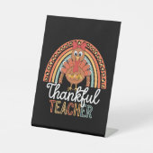 Dankbare Leraar Gezegende Thanksgiving School Reclamebord Met Voetstuk (Voorkant)