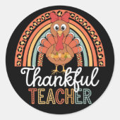 Dankbare Leraar Gezegende Thanksgiving School Ronde Sticker (Voorkant)