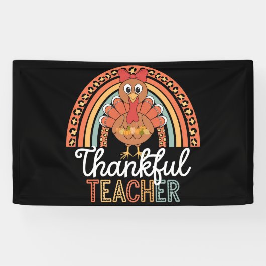 Dankbare Leraar Gezegende Thanksgiving School Spandoek (Horizontaal)