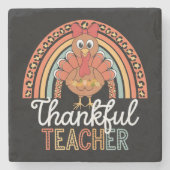 Dankbare Leraar Gezegende Thanksgiving School Stenen Onderzetter (Voorkant)