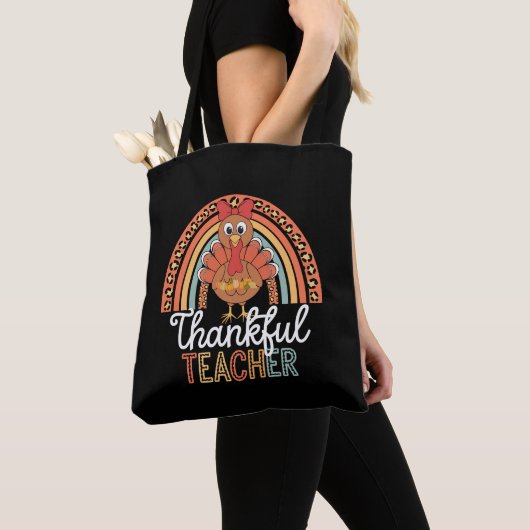 Dankbare Leraar Gezegende Thanksgiving School Tote Bag (Dichtbij)