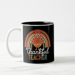 Dankbare Leraar Gezegende Thanksgiving School Tweekleurige Koffiemok