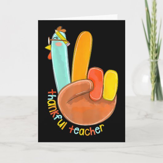 Dankbare Leraar Grappige Thanksgiving Vrede Hand S Kaart (Voorkant)