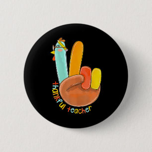 Dankbare Leraar Grappige Thanksgiving Vrede Hand S Ronde Button 5,7 Cm