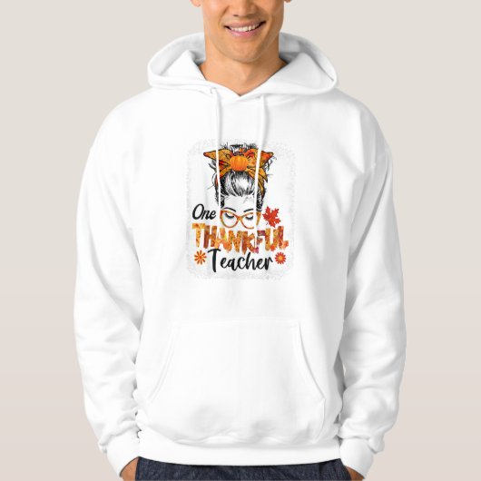 dankbare leraar herfst Thanksgiving rommelig Hoodie (Voorkant)