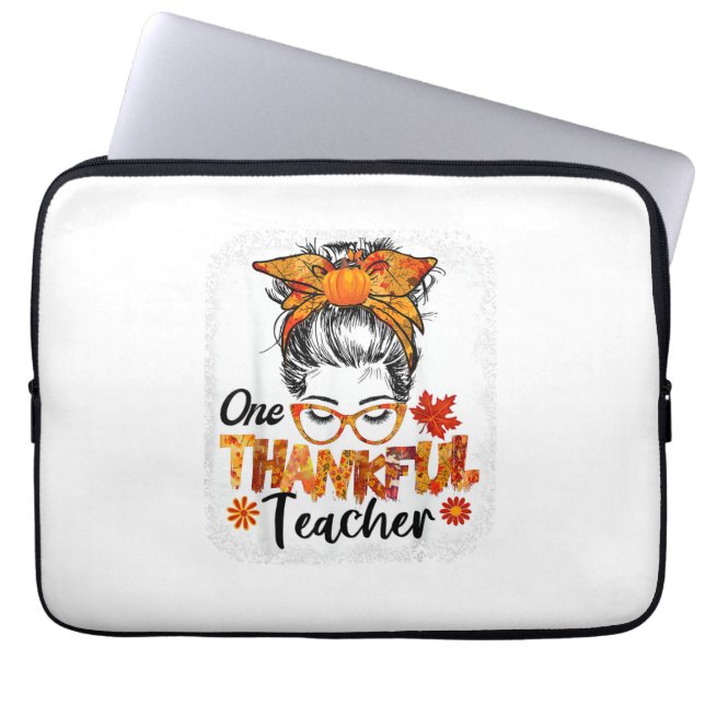 dankbare leraar herfst Thanksgiving rommelig Laptop Sleeve (Voorkant)