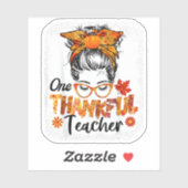dankbare leraar herfst Thanksgiving rommelig Sticker (Vel)