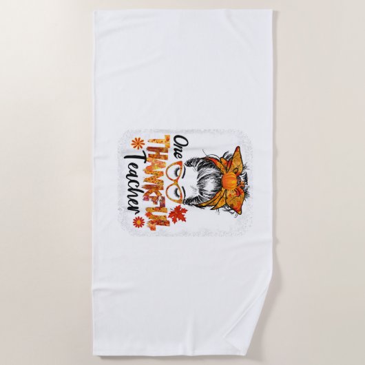 dankbare leraar herfst Thanksgiving rommelig Strandlaken (Voorkant)