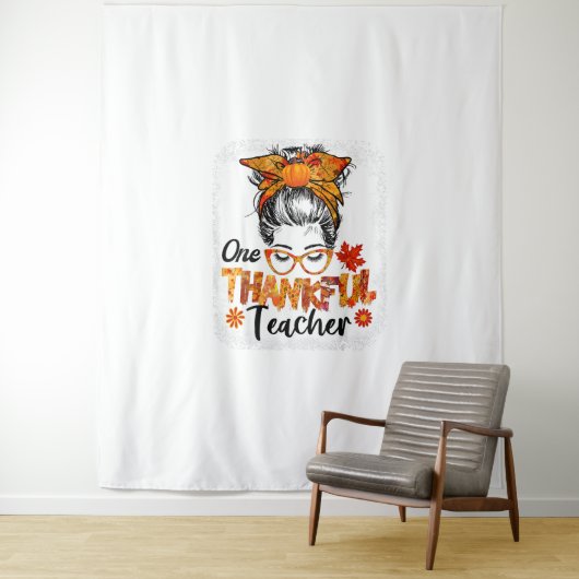 dankbare leraar herfst Thanksgiving rommelig Wandkleed (In situ)