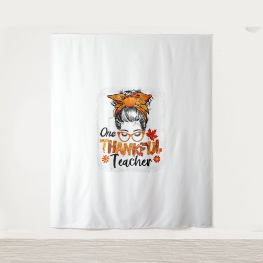 dankbare leraar herfst Thanksgiving rommelig Wandkleed (Voorkant)