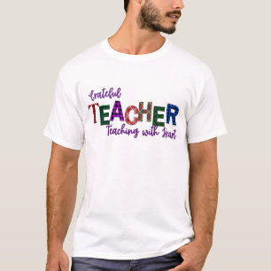 Dankbare Leraar, Onderwijzen met Hart Thanksgiving T-shirt
