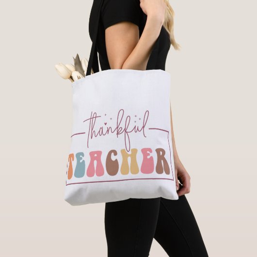 Dankbare leraar Thanksgiving Tote Bag (Dichtbij)
