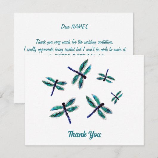 Dankbare Libel Hartelijk Dank Briefkaart (Voorkant / Achterkant)