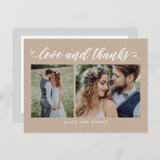 Dankbare Liefde Dank je Briefkaart Kraft (Voorkant / Achterkant)