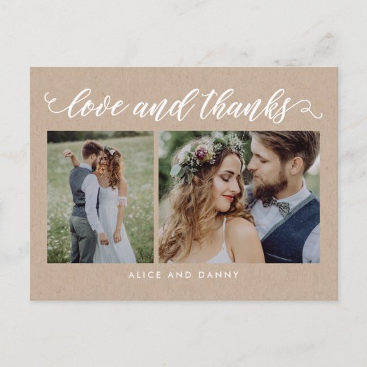 Dankbare Liefde Dank je Briefkaart Kraft (Voorkant)