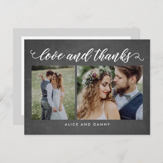 Dankbare Liefde Dank u Briefkaart schoolbord (Voorkant / Achterkant)