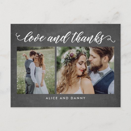 Dankbare Liefde Dank u Briefkaart schoolbord (Voorkant)