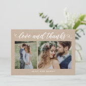 Dankbare Liefde Trouwfoto Dank u Card Kraft Bedankkaart (Staand voorkant)