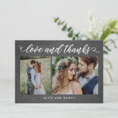 Dankbare Liefde Trouwfoto Dank u kaart krijt (Staand voorkant)