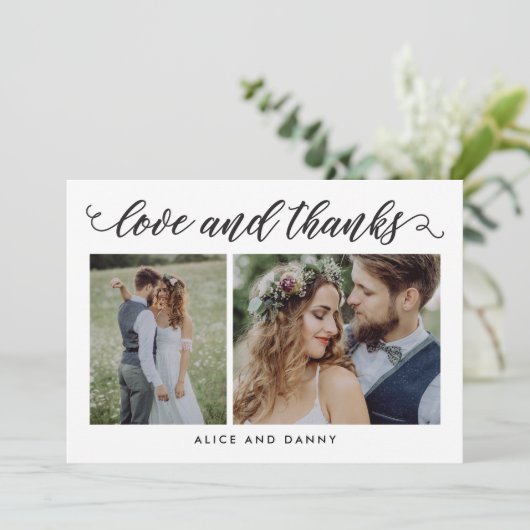 Dankbare Liefde Trouwfoto Dank u Kaart Wit (Staand voorkant)
