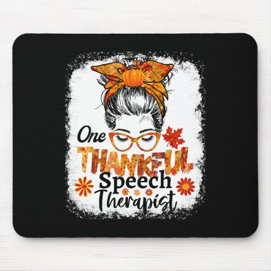 Dankbare logopedist Herfst Thanksgiving Messy Muismat (Voorkant)