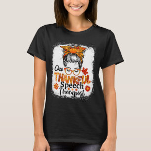 Dankbare logopedist Herfst Thanksgiving Messy T-shirt