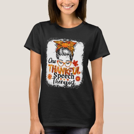 Dankbare logopedist Herfst Thanksgiving Messy T-shirt (Voorkant)