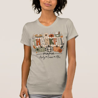Dankbare mama met aangepaste kinderennamen thanksg t-shirt
