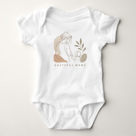 Dankbare Mama Minimalistische Boho Moeder en Baby Romper (Voorkant)