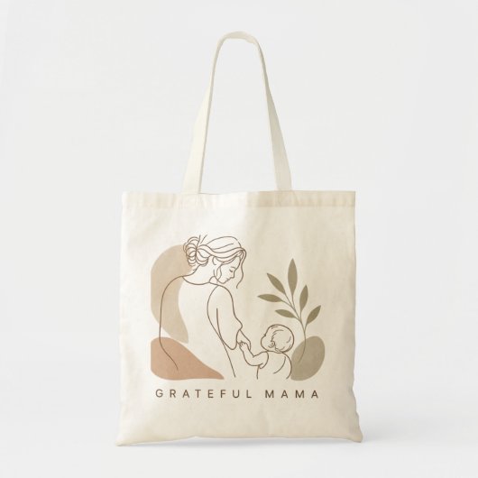 Dankbare Mama Minimalistische Boho Moeder en Baby Tote Bag (Voorkant)