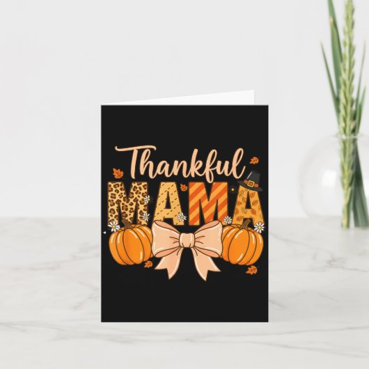 Dankbare Mama Pompoen Herfst Coquette Strik Thanks Kaart (Voorkant)