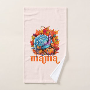 Dankbare Mama Turkije en herfst bladeren gebladert Bad Handdoek