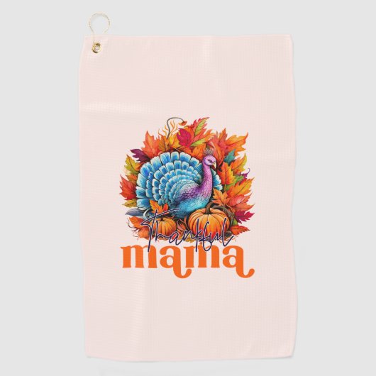 Dankbare Mama Turkije en herfst bladeren gebladert Golfhanddoek (Voorkant)