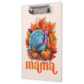 Dankbare Mama Turkije en herfst bladeren gebladert Klembord (Links)